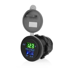 Green LED Display Voltmeter 2.1A USB Port Phone Charger Socket